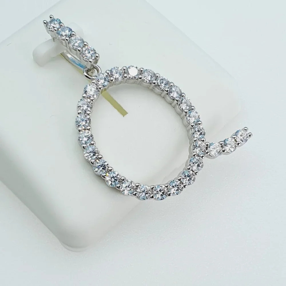 "925 Sterling Silver Cubic Zirconia Initial Pendant, UU1P6A6183